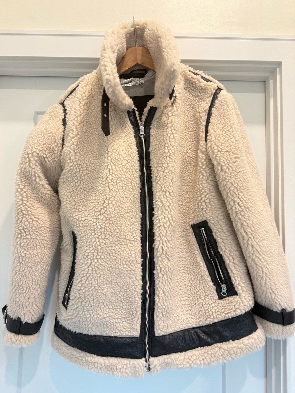 Women’s Cream Teddy Jacket with Black Trim